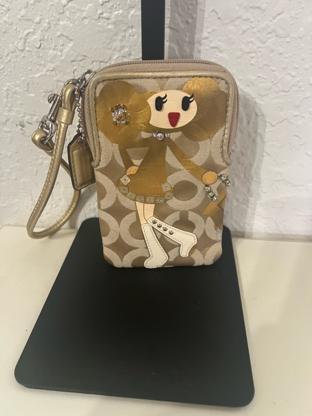 Coach Goldy Signature Canvas Wristlet